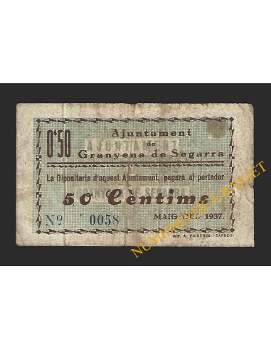 GRANYENA DE SEGARRA (Lleida) - 50 cèntims 1937