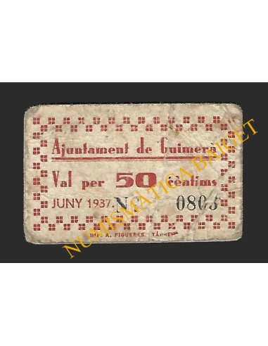 GUIMERÀ (Lleida) - 50 cèntims 1937