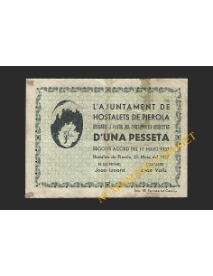 HOSTALETS DE PIEROLA (Barcelona) - 50 centims 1937