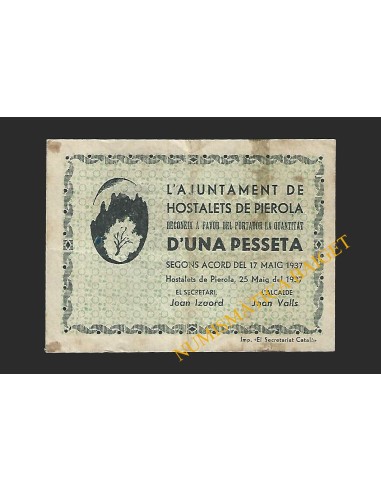 HOSTALETS DE PIEROLA (Barcelona) - 50 centims 1937