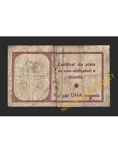 LINYOLA (Lleida) - 1  pesseta 1937