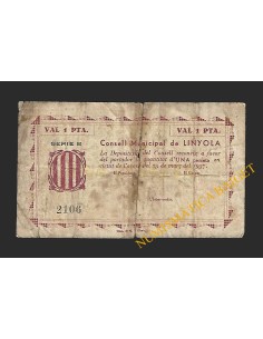 LINYOLA (Lleida) - 1  pesseta 1937