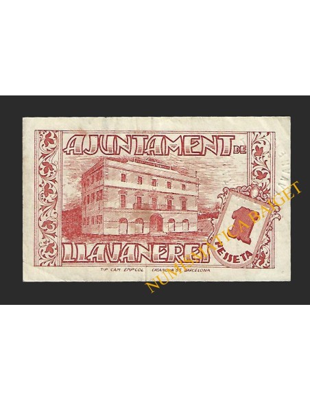 LLAVANERES (Barcelona) - 1 pesseta 1937