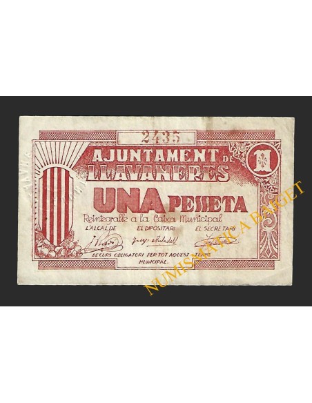 LLAVANERES (Barcelona) - 1 pesseta 1937