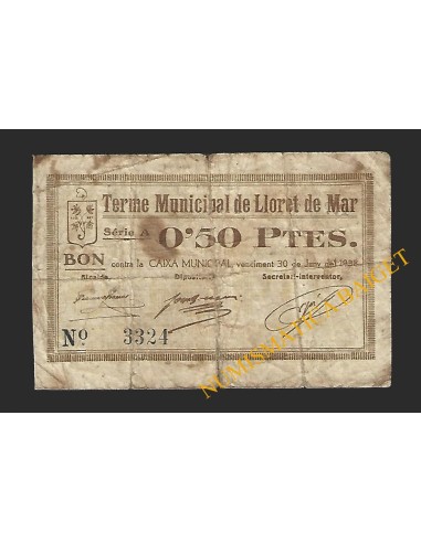 LLORET DE MAR (Girona) - 0,50 pessetes 1937