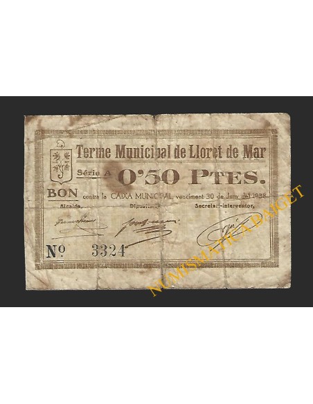 LLORET DE MAR (Girona) - 0,50 pessetes 1937