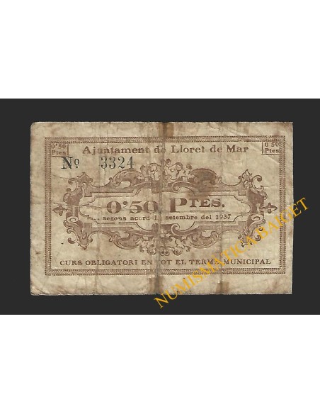 LLORET DE MAR (Girona) - 0,50 pessetes 1937
