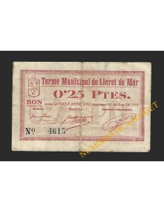 LLORET DE MAR (Girona) - 0,25 pessetes 1937