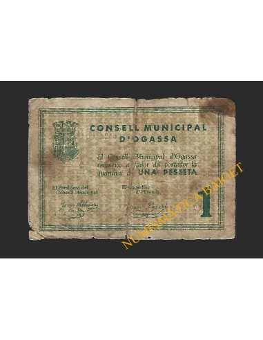 OGASSA (Girona) - 1 pesseta 1937