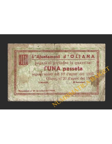 OLIANA (Lleida) - 1 pesseta 1937