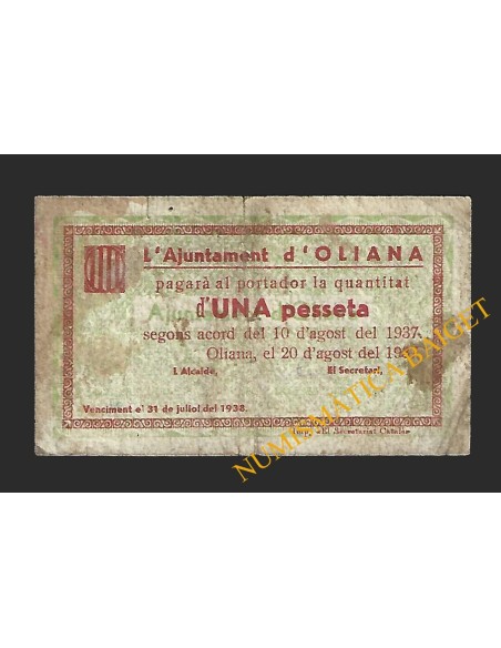 OLIANA (Lleida) - 1 pesseta 1937