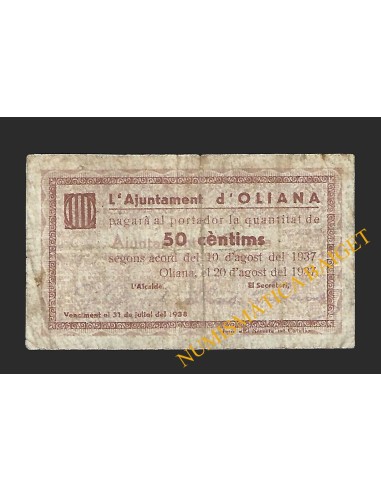 OLIANA (Lleida) - 50 cèntims 1937