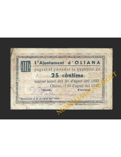 OLIANA (Lleida) - 25 cèntims 1937