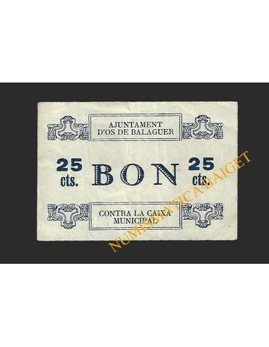 OS DE BALAGUER (Lleida) - 25 cèntims 1937