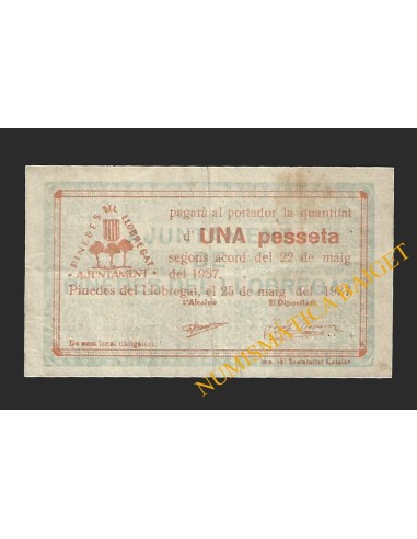 PINEDES DEL LLOBREGAT (Barcelona) - 1 pesseta 1937