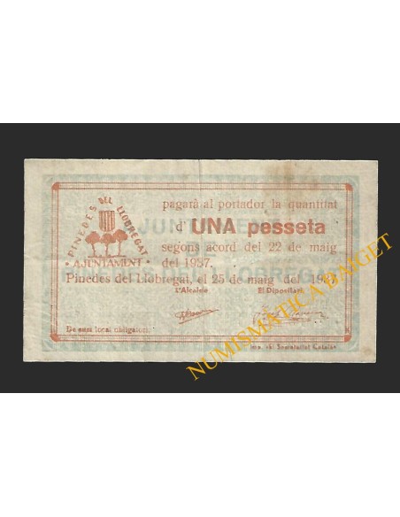 PINEDES DEL LLOBREGAT (Barcelona) - 1 pesseta 1937