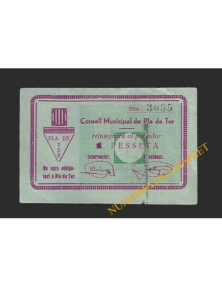 PLA DE TER (Girona) - 1 pesseta 1937