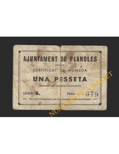 PLANOLES (Girona) - 1 pesseta 1937