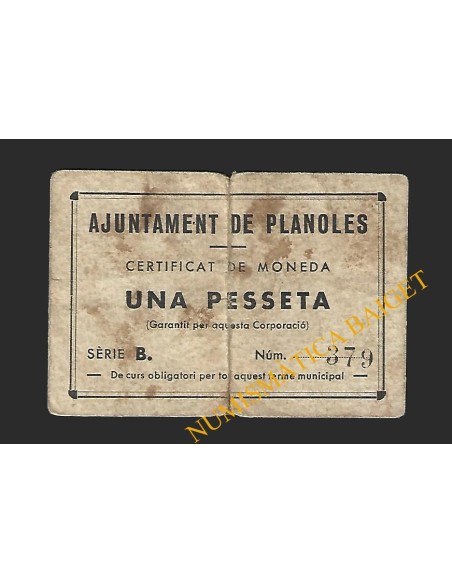 PLANOLES (Girona) - 1 pesseta 1937