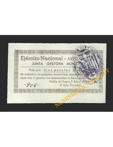 POBLA DE SEGUR (Lleida) - 10 pessetas 1938