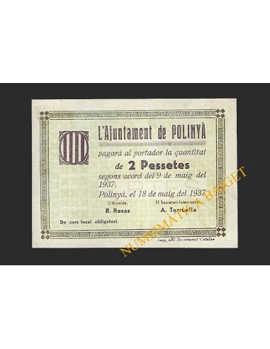 POLINYA (Barcelona) - 2 pessetes 1937