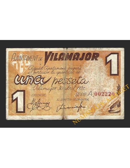 VILAMAJOR (Barcelona) - 1 pesseta 1937