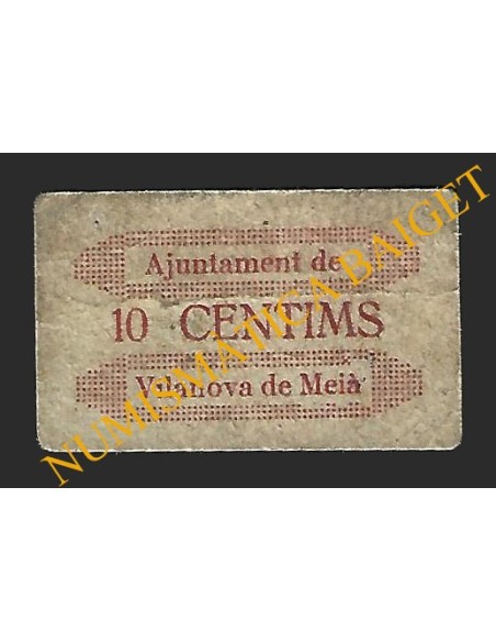 VILANOVA DE MEIA (Lleida) - 10 cèntims 1937