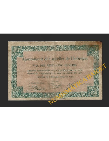 CASTELLET DE LLOBREGAT (Barcelona) - 25 cèntims 1937