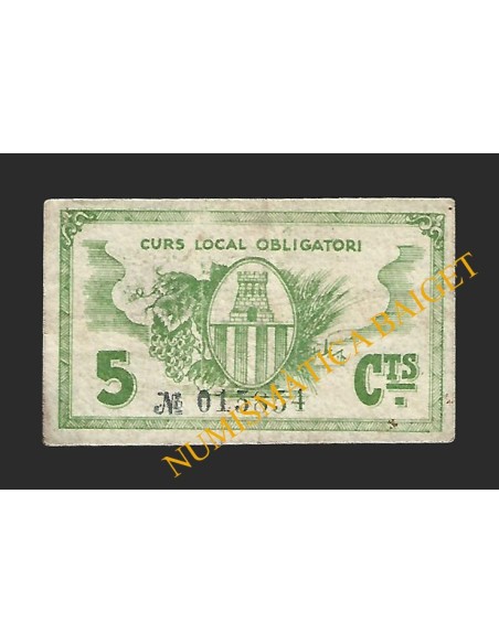 CASTELLET DE LLOBREGAT (Barcelona) - 5 cèntims 1937