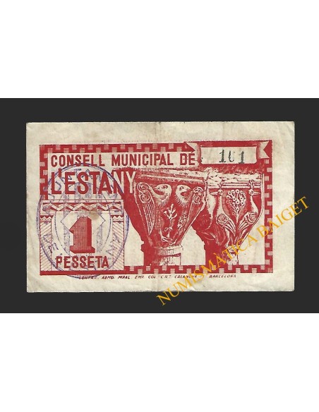 ESTANY (Barcelona) - 1 pesseta 1937