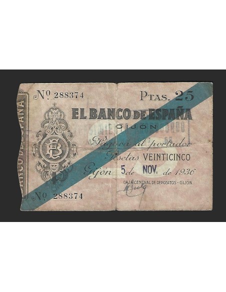 II REPÚBLICA GIJÓN - 25 PESETAS 1936