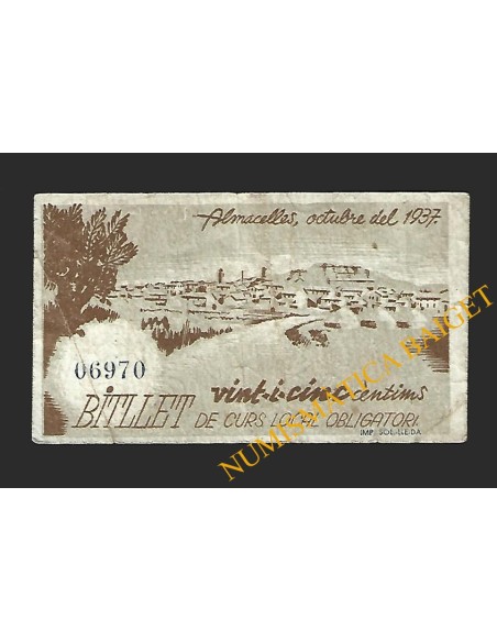 ALMACELLES (Lleida) - 25 cèntims 1937
