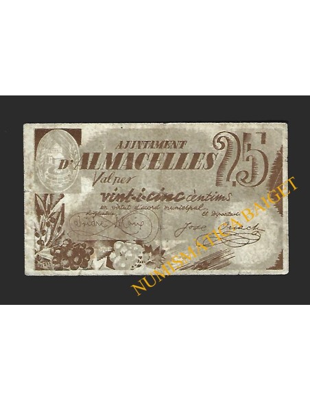 ALMACELLES (Lleida) - 25 cèntims 1937