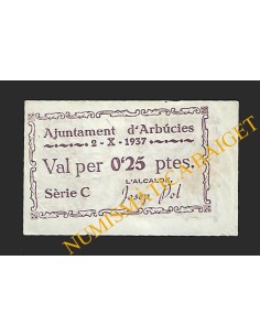 ARBUCIES (Girona) - 0'25 pessetes 1937