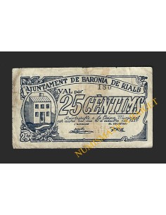 BARONIA DE RIALB (Lleida) -25 cèntims 1937