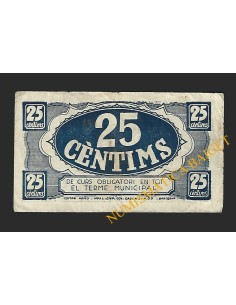 BARONIA DE RIALB (Lleida) -25 cèntims 1937 2