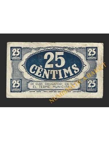 BARONIA DE RIALB (Lleida) -25 cèntims 1937