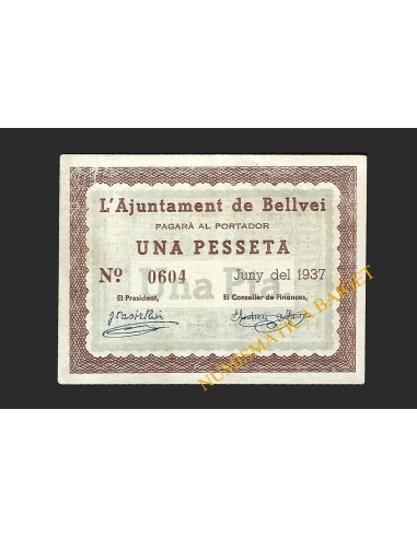 BELLVEI DEL PENEDÈS (Tarragona) - 1 pesseta 1937