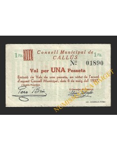 CALLÚS (Barcelona) - 1 pesseta 1937