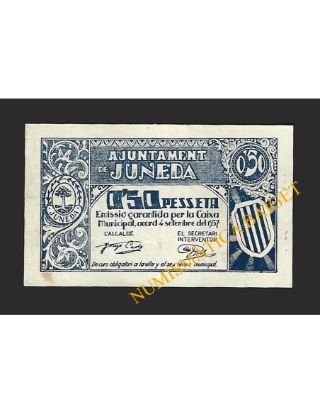 JUNEDA (Lleida) - 0'50 pessetes 1937