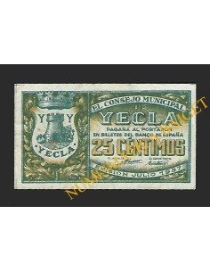 YECLA (Murcia) - 25 céntimos, julio de 1937