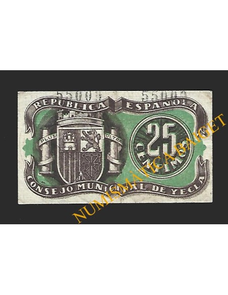 YECLA (Murcia) - 25 céntimos, julio de 1937