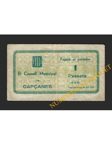 CAPÇANES (Tarragona) - 1 pesseta 1937