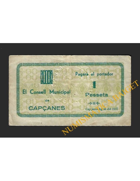 CAPÇANES (Tarragona) - 1 pesseta 1937