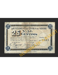 FÍGOLS DE SEGRE (Lleida) - 25 cèntims 1937