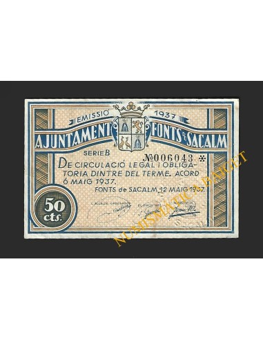 FONTS DE SACALM (Girona) - 50 cèntims 1937
