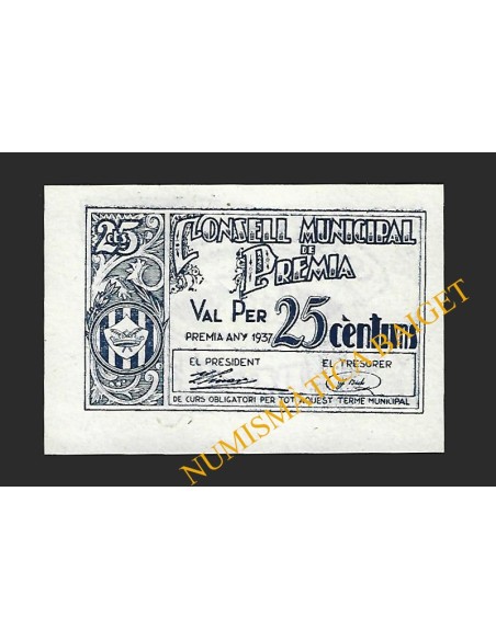 PREMIÀ (Barcelona) - 25 cèntims 1937