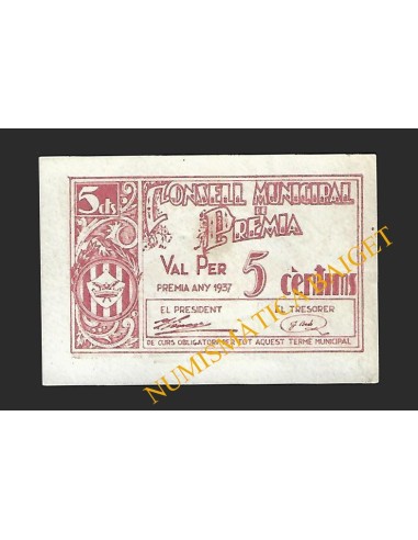 PREMIÀ (Barcelona) - 5 cèntims 1937