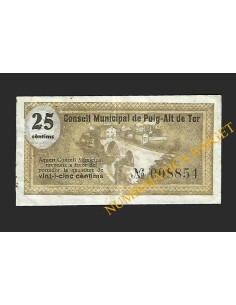 PUIG-ALT DE TER (Girona) - 25 cèntims 1937 2