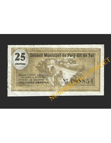 PUIG-ALT DE TER (Girona) - 25 cèntims 1937